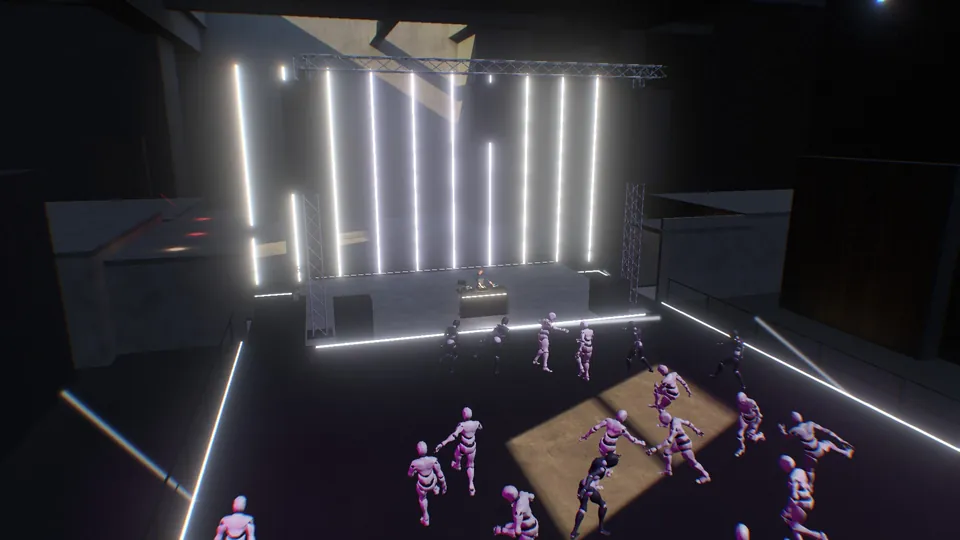 Every light in the venue flashing at once.